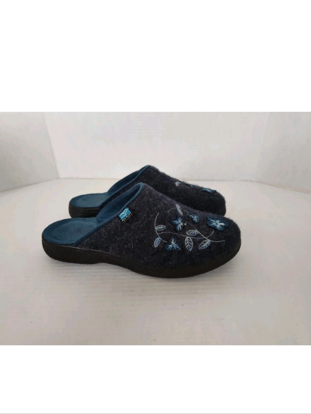 FLY FLOT  Slip on Mules Embroiderd Clogs Boiled-Wool Shoes EU40 US 8.5-9